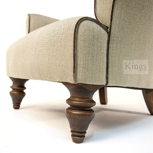 John Sankey Wooster Chair in Wool Plaid Fabric Leg Detail