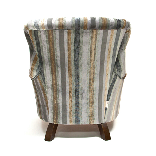 John sankey Slipper Chair in Chevalier Stripe Graphite Fabric Back View