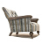 John sankey Slipper Chair in Chevalier Stripe Graphite Fabric with Leather Arms