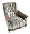 John sankey Slipper Chair in Chevalier Stripe Graphite Fabric with Leather Arms