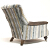 John sankey Slipper Chair in Chevalier Stripe Graphite Fabric with Leather Arms