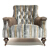 John sankey Slipper Chair in Chevalier Stripe Graphite Fabric with Leather Arms
