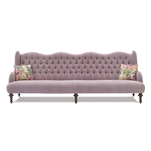 John Sankey Constantine Royal Sofa in Tate Velvet Rose Fabric with Floral Scatter Cushions