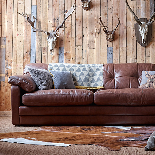 Alexander & James Bailey 3 Seater Leather Sofa Lifestyle