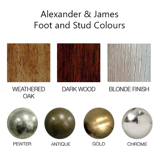 Alexander and James Sofas Foot and Stud Colours