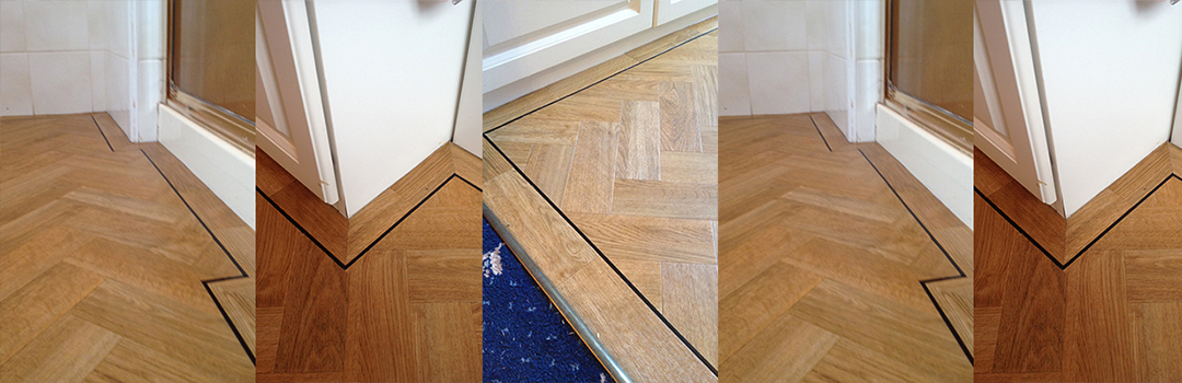 Herringbone Luxury Vinyl Tiles Fitted with Ebony Detail and Border