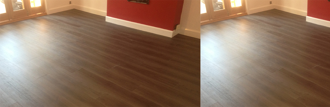 Dark Wood Luxury Vinyl Tiles Ply-boarded and Fully Fitted To a Living Room