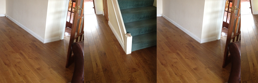 Dark Oak Engineered Wood Flooring Fitted to Hallway and Lounge