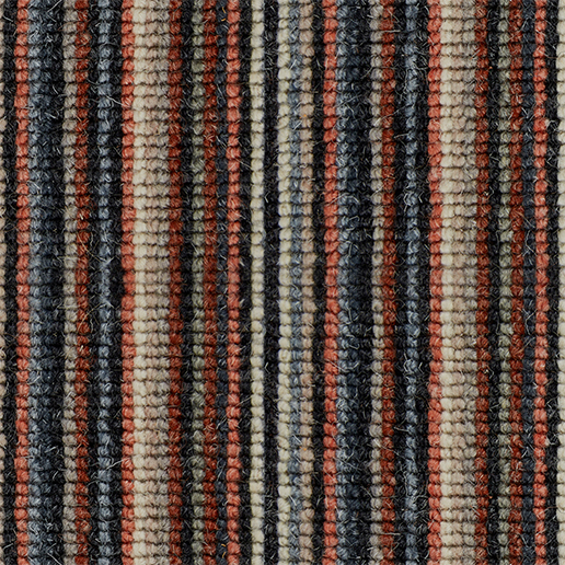Crucial Trading Mississippi Stripe Indigo Russet Wool Loop Pile Carpet WS149