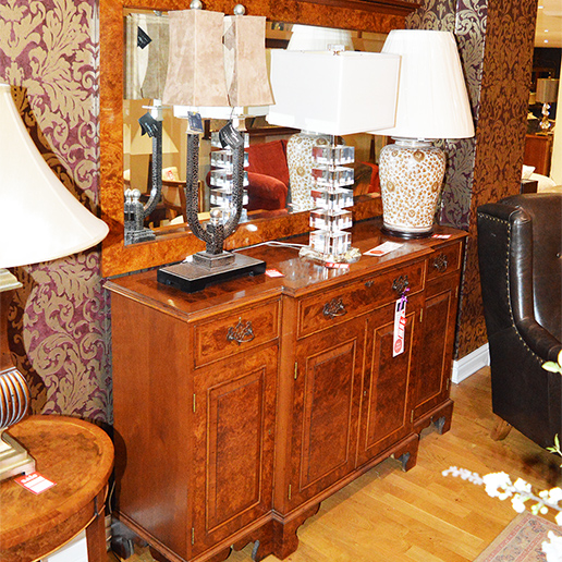 Charles Richardson Break Front Walnut Cabinet with Mirror