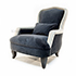 John Sankey Alphonse Chair in Block Velvet Seal Fabric with Leather Arm and Back Border and Chrome Studs