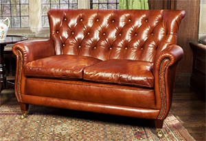 Contrast Upholstery Coleridge Leather Buttoned Back Sofa