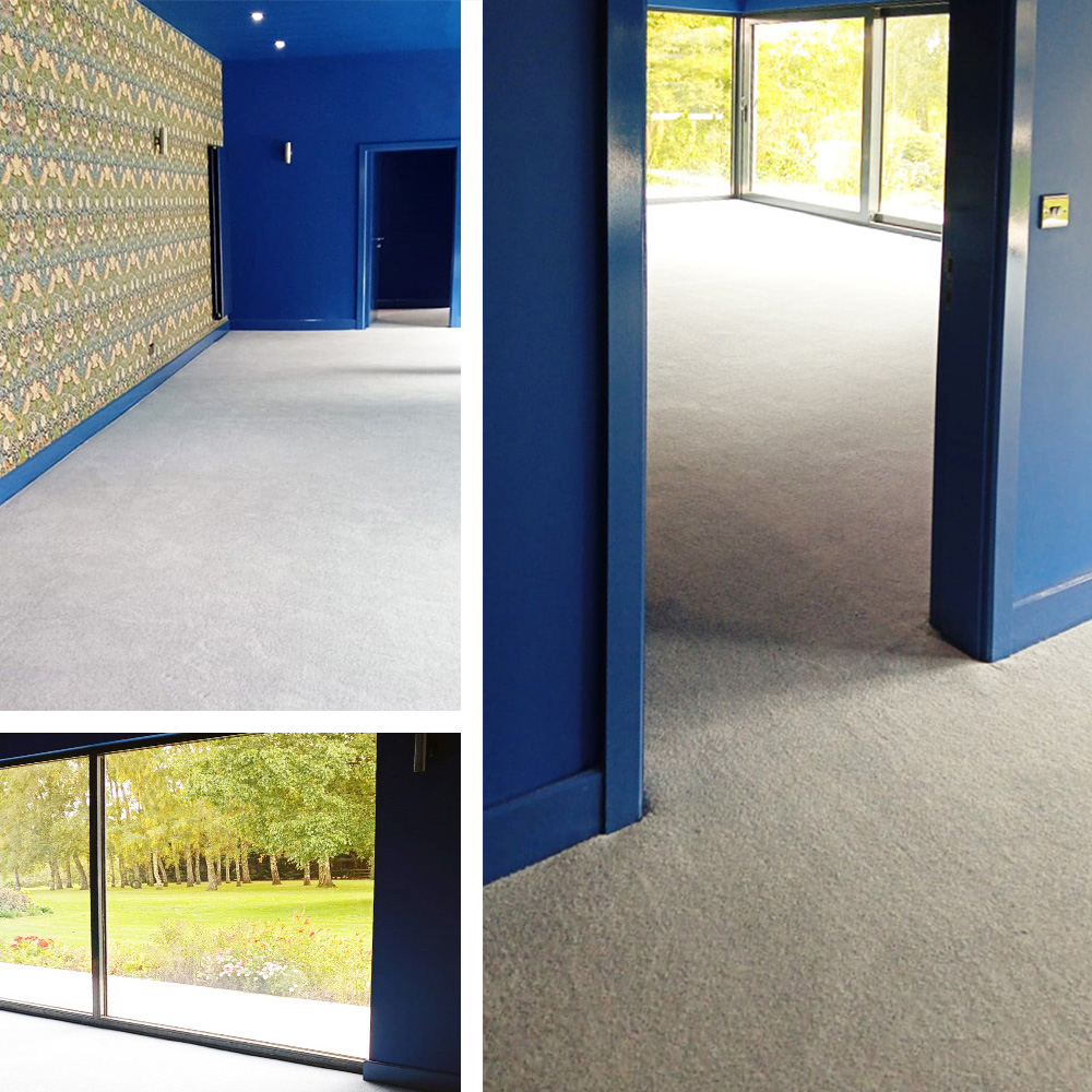 A stunning room in a beautiful house. Grey velvet carpet fitted throughout by our highly skilled fitting team