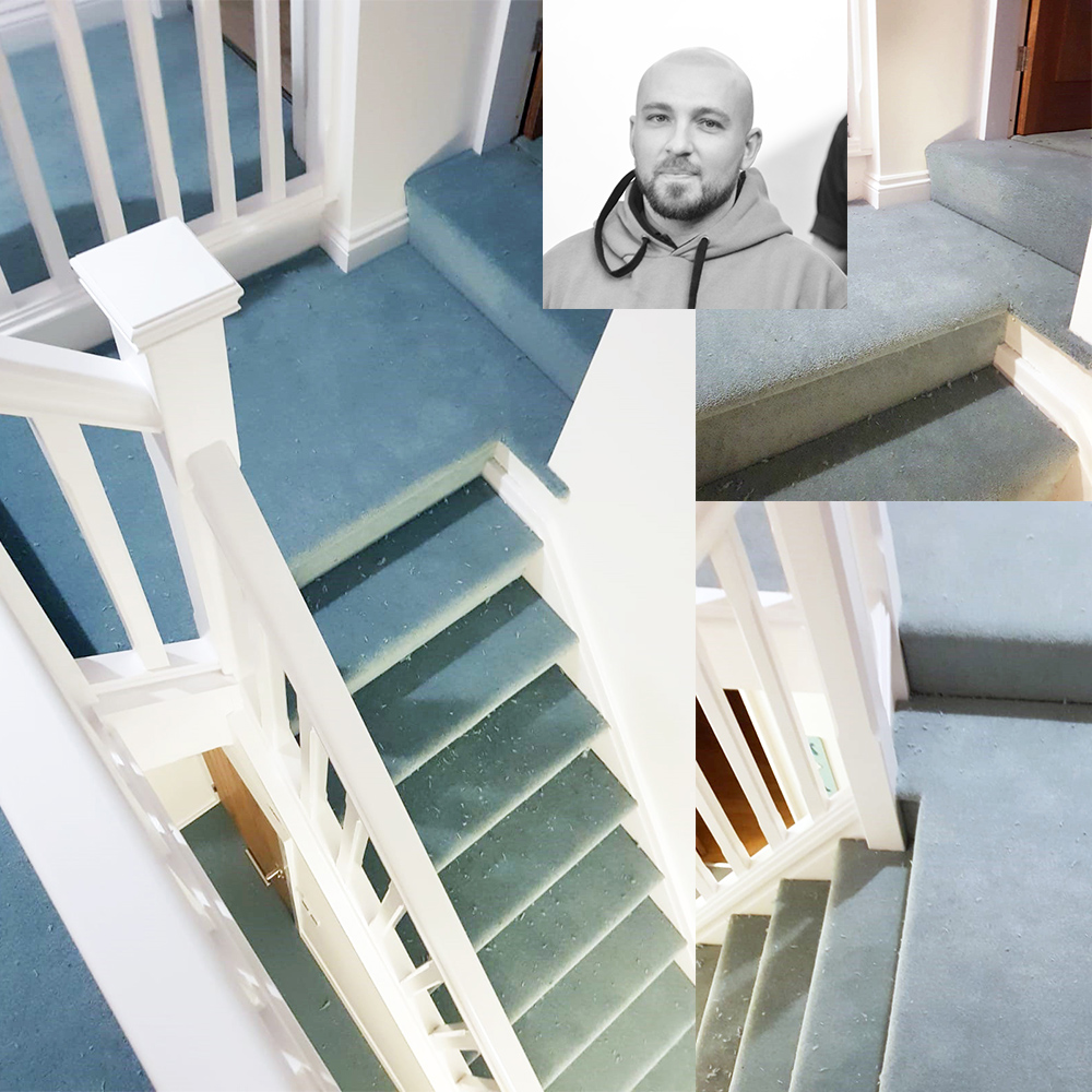 A sensational stairs landing fitted by our craftsman fitter Ben. Nice to see a bit of colour in this grey World