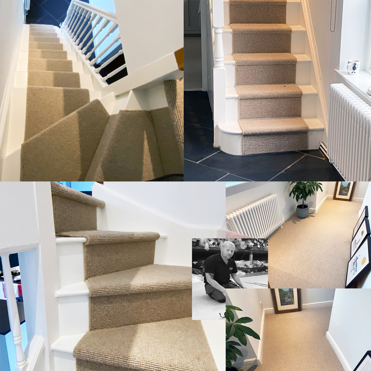 Stairs and Landing Contrast Runner 100% Wool Loop Pile