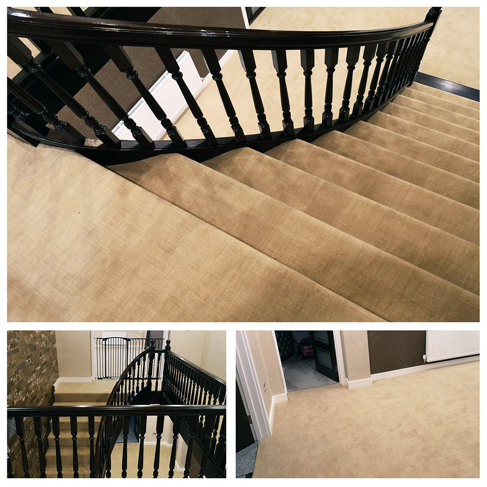 Another quality installation. This super luxury woven Axminster from Nourison Weavers fitted to an unusual curved staircase. 