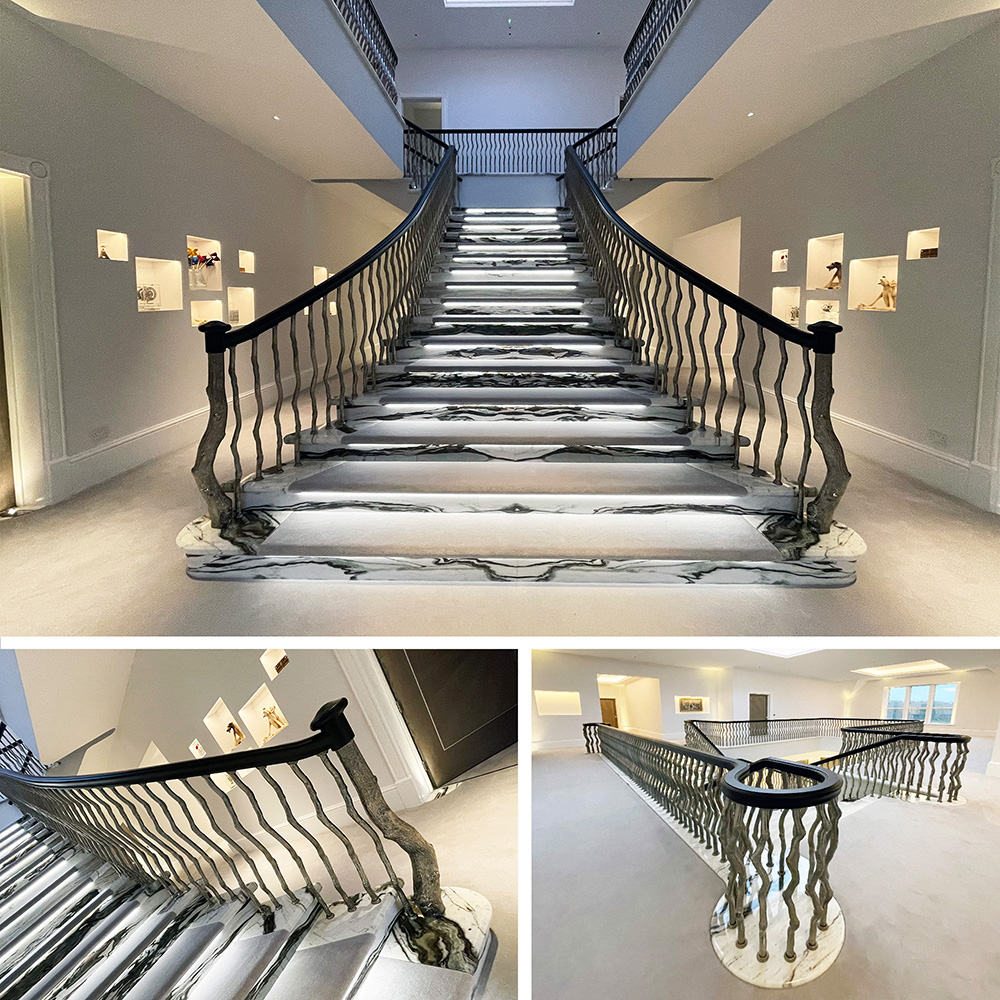 An unbelievable project. Five bedrooms, four living rooms, a study, a hall staircase, and a landing, all fitted with Westex wool velvet.