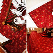 Brintons Majestic Red Plate Design With Borders Fitted to a Hall, Stairs and Landing. 