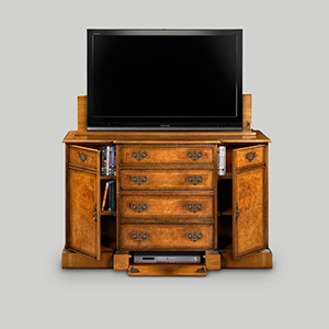 Iain James Furniture Walnut TV Cabinet AMC274 open
