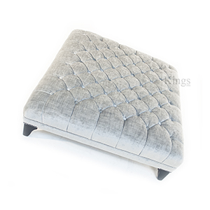 John Sankey Boothby Square Ottoman in Silver Velvet 2