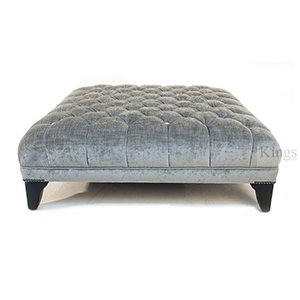 John Sankey Boothby Square Ottoman in Silver Velvet