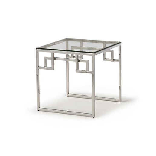 Kesterport Cendrine Lamp Table Clear Glass and Polished Steel Frame