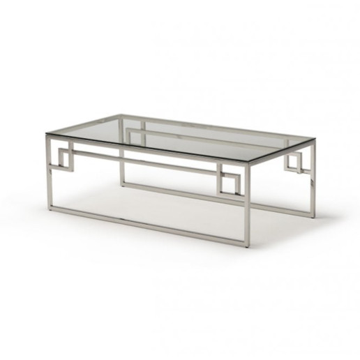 Kesterport Cendrine Glass Coffee Table Clear Glass and Polished Steel Frame