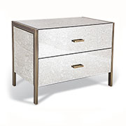 R V Astley Antique Glass and Brass 2 Drawer Large Bedside 8084