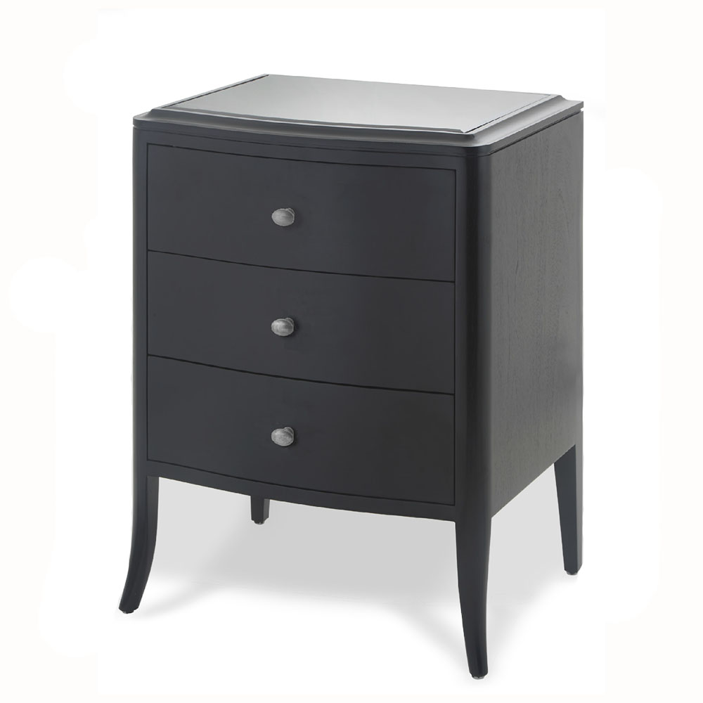 R V Astley Maxton Black 3 Drawer Bedside Table 2251 Kings