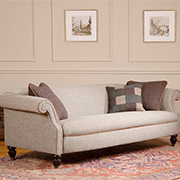 Tetrad Harris Tweed Bowmore Grand Sofa, an Edwardian style chesterfield sofa with elegant curves and simple lines