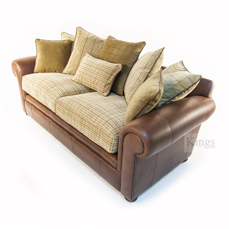 Wade Upholstery Barnaby Large Sofa Formal Back Leather And Fabric