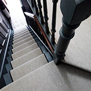 Wool Herringbone Carpet fitted to staircase and landing at Kings of Nottingham the number one carpet fitters in the Nottinghamshire Area.