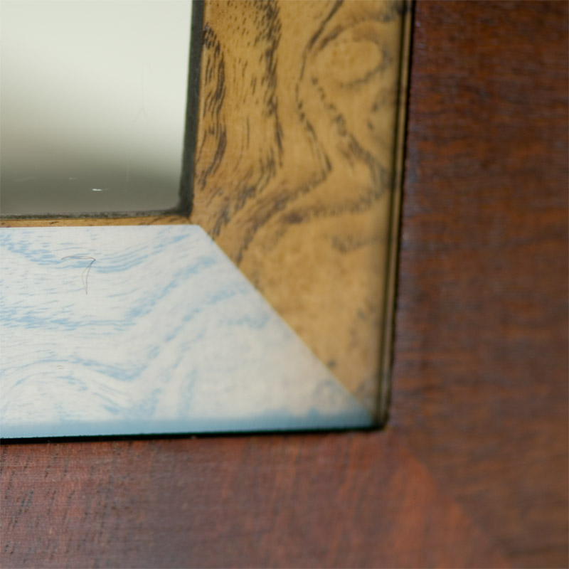 Charles Barr Four Pannel Glass Top Coffee Table in mahogany and olive wood
