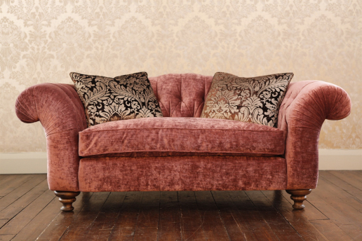 John Sankey Bloomsbury Small Sofa in Borghese Velvet Cassis Fabric