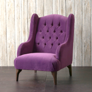 John Sankey Buckingham Wing Chair in Tate Velvet Blackberry Fabric at Kings Interiors - Finest Quality British Handmade Bespoke Furniture Best Price in UK