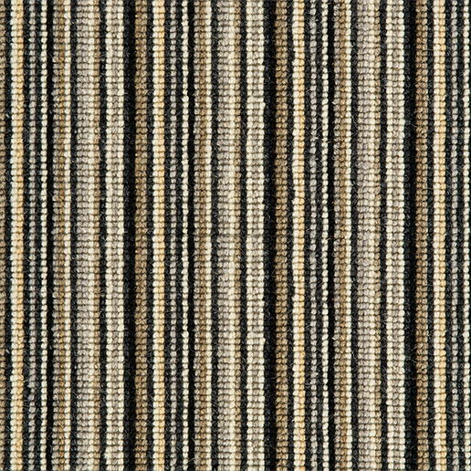 Crucial Trading Mississippi Stripe Black Silver Wool Loop Pile Carpet WS110