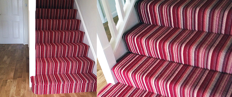 Red Striped Carpet With Oak Floor
